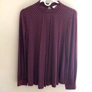 LOFT Geo Pattern Mock Neck Top Size Small